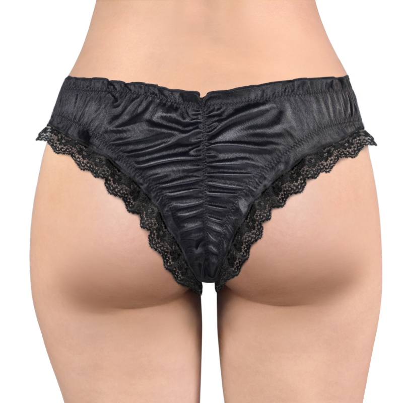 Chastity SissyUniversity Satin Lace Panties Black - Image 2