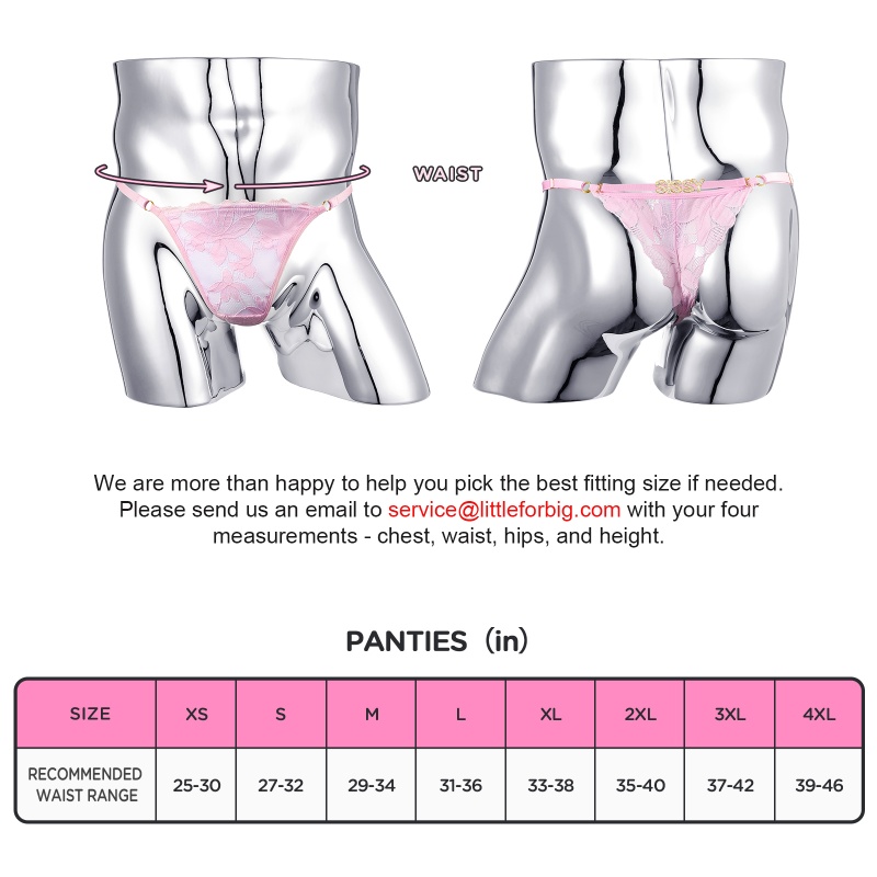 Doll Lace and Rhinestone Tanga Tucking Gaff Thong Panties Pink - Image 4