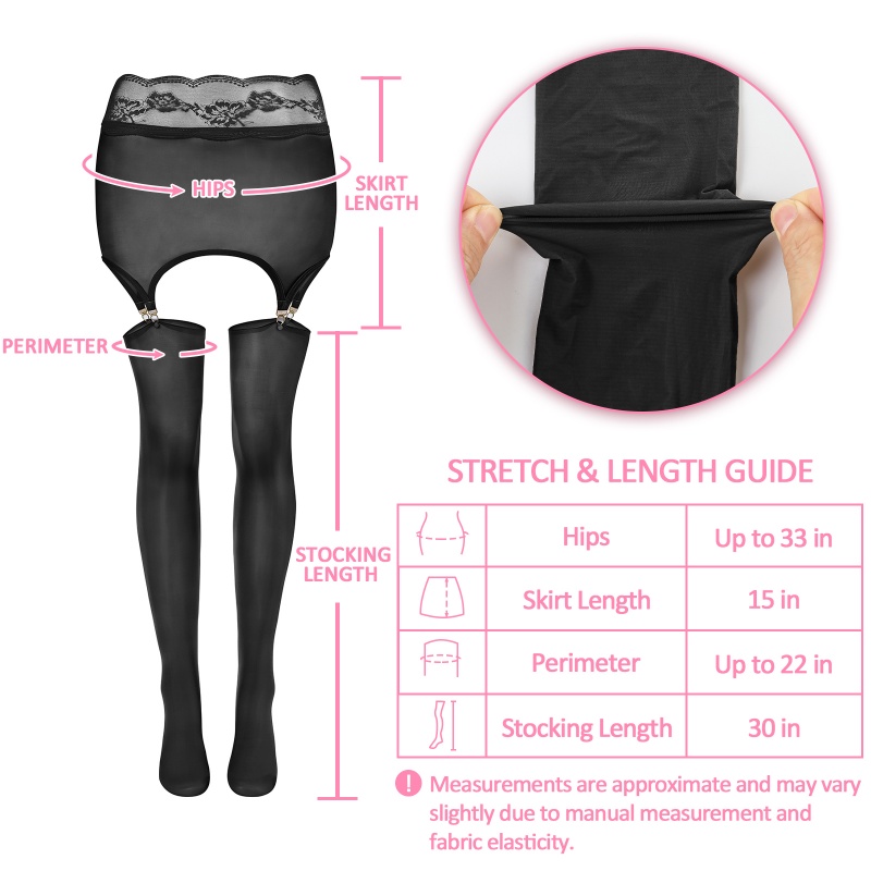 SissyUniversity Lace Sheer Garter Skirt Stockings - Image 20