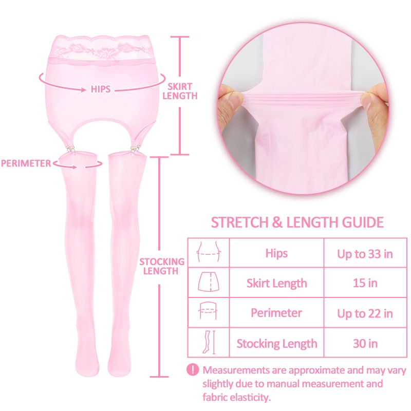 SissyUniversity Lace Sheer Garter Skirt Stockings - Image 4