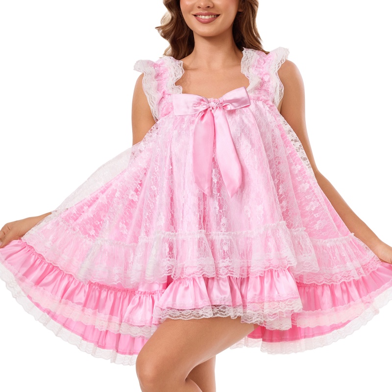 Satin & Lace Little SissyUniversity Slip Dress Nightgown - Image 3
