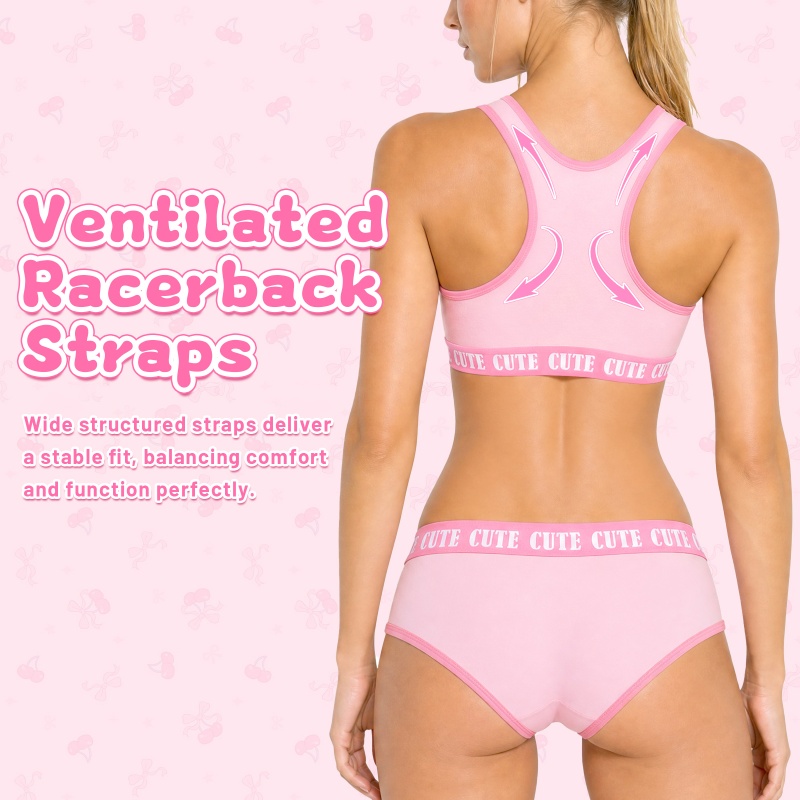 Sissy University Cotton Camisole and Panties Sports Bralette Set - Image 3