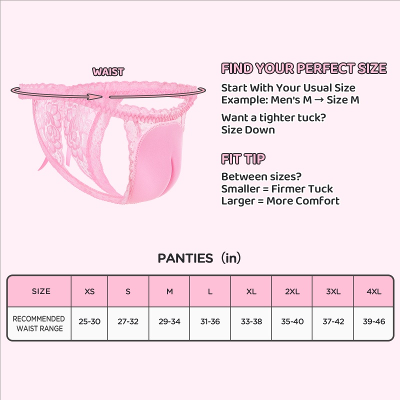Lace Trim Camel Toe Hiding Tucking Gaff Thong Panties - Image 4