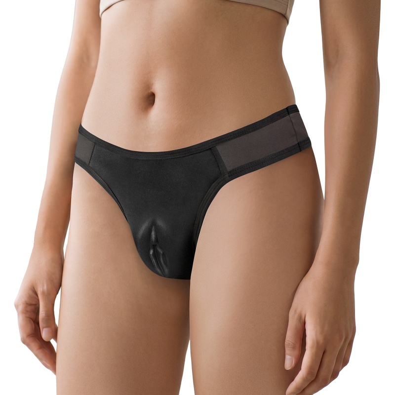 Realistic Camel Toe Tucking Gaff Thong Panties Black - Image 5