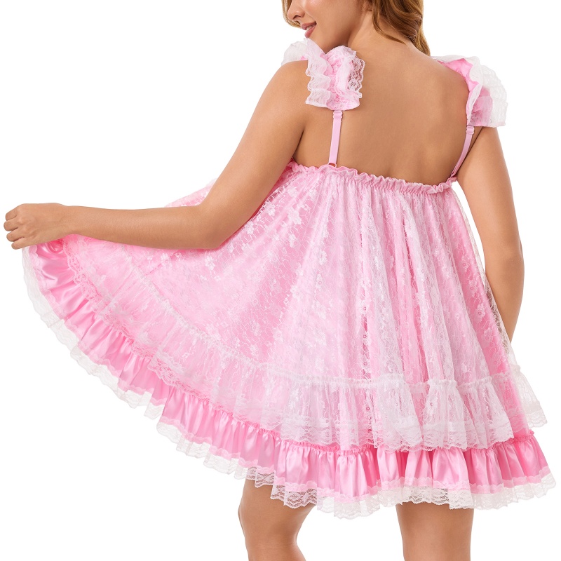 Satin & Lace Little SissyUniversity Slip Dress Nightgown - Image 6