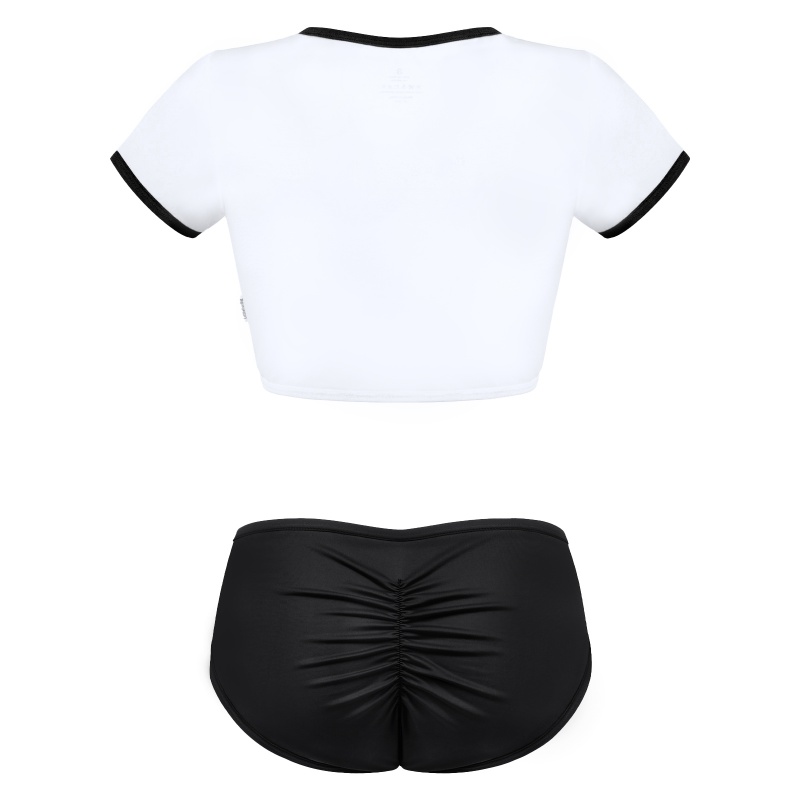 SissyUniversity Varsity Gym Camel Toe Tucking Gaff Shorts Set Black - Image 7
