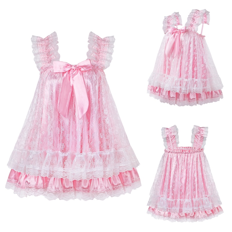 Satin & Lace Little SissyUniversity Slip Dress Nightgown - Image 9