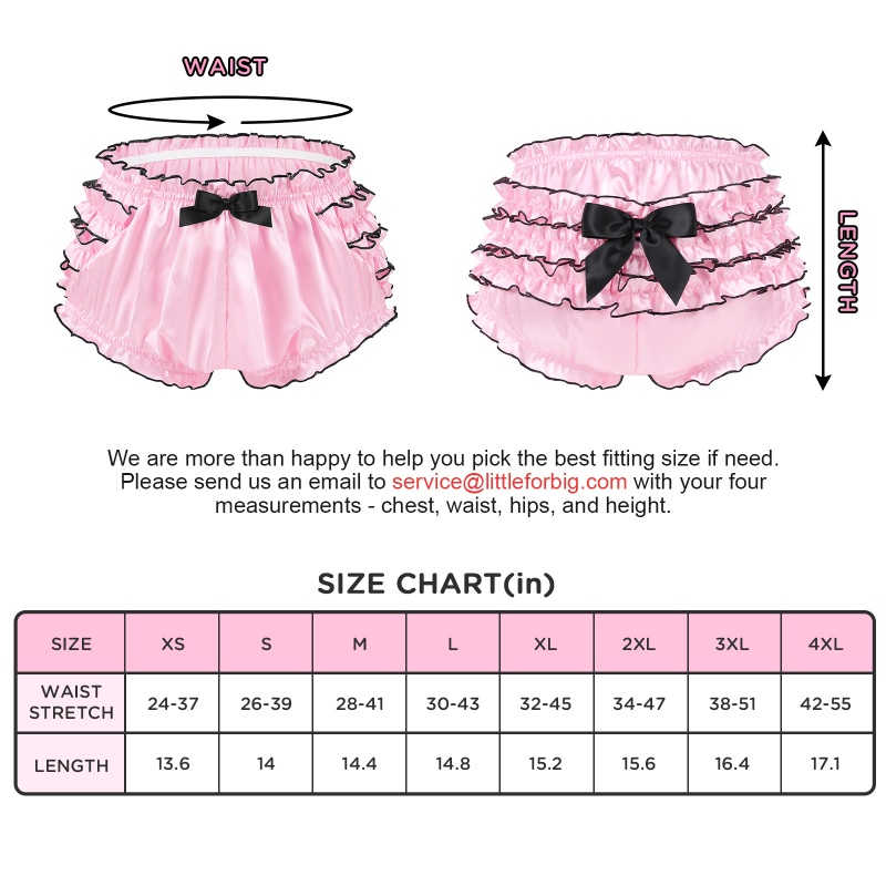 Satin Princess Frill Bloomers with Bow Trim Pink/Black - Image 4