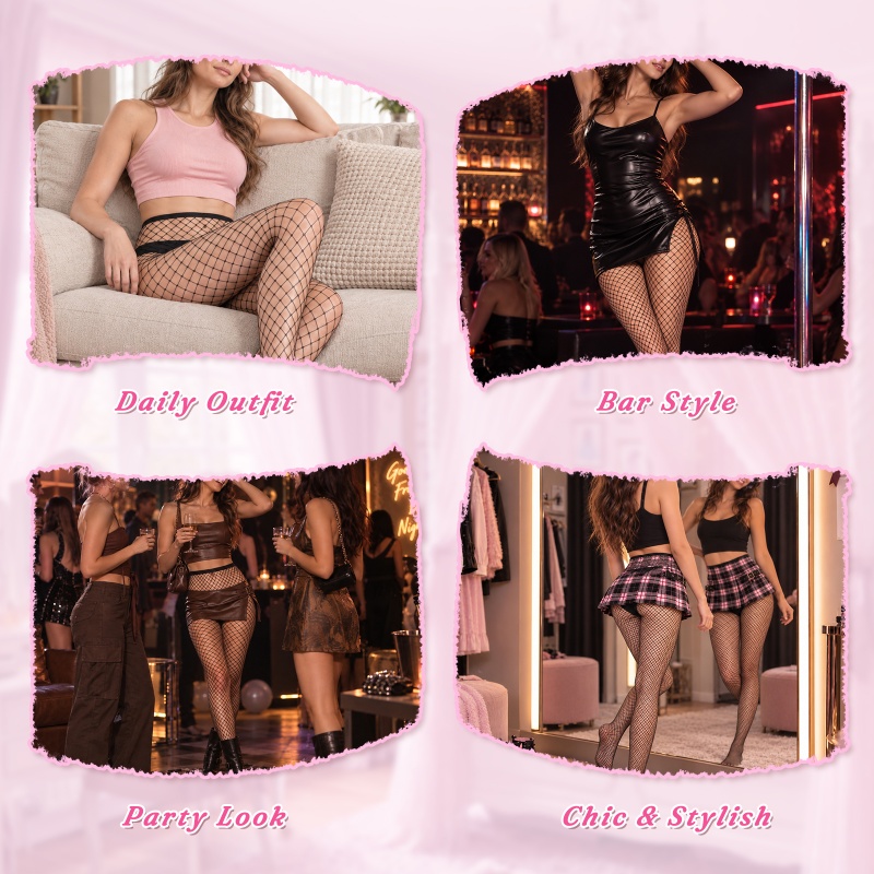 High Waist Fishnet Tights for Feminine & Sissy Style 3 Pairs Set - Image 6